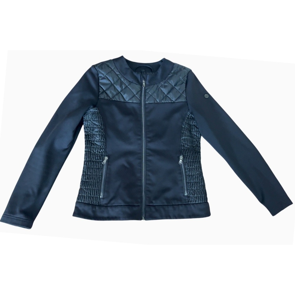 POIVRE BLANC mixed‎ media long sleeve stretch zip jacket SZ: S
